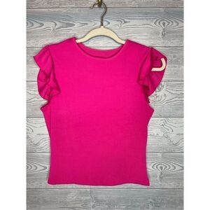 SHEIN Pink Ruffle Sleeve Shirt